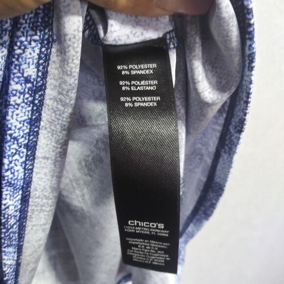 Chicos Black Label Blue Side Tie Drop Shoulder Tunic Top Womens Size 2 US Large - Picture 6 of 9